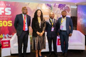 L-R: Head, SME Banking, UBA, Babatunde Ajayi; Founder and convener of the NIFSTV, Ijeoma Onah; Regional Head, West, Heirs Insurance Group, Gbenga Osibodu; and the Creative Director, RED TV, Olufemi Bamigbetan at the Panel Session focused on the Importance of Insurance and Financial Management for Film Professionals during the opening ceremony of the ongoing Nigerian International Film and TV Summit (NIFSTV) 2023 in Lagos..