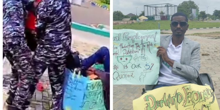 #ENDBADGOVERNANCE: How Security Operatives Allegedly Assault Physically Challenged Protester in Bauchi Government House