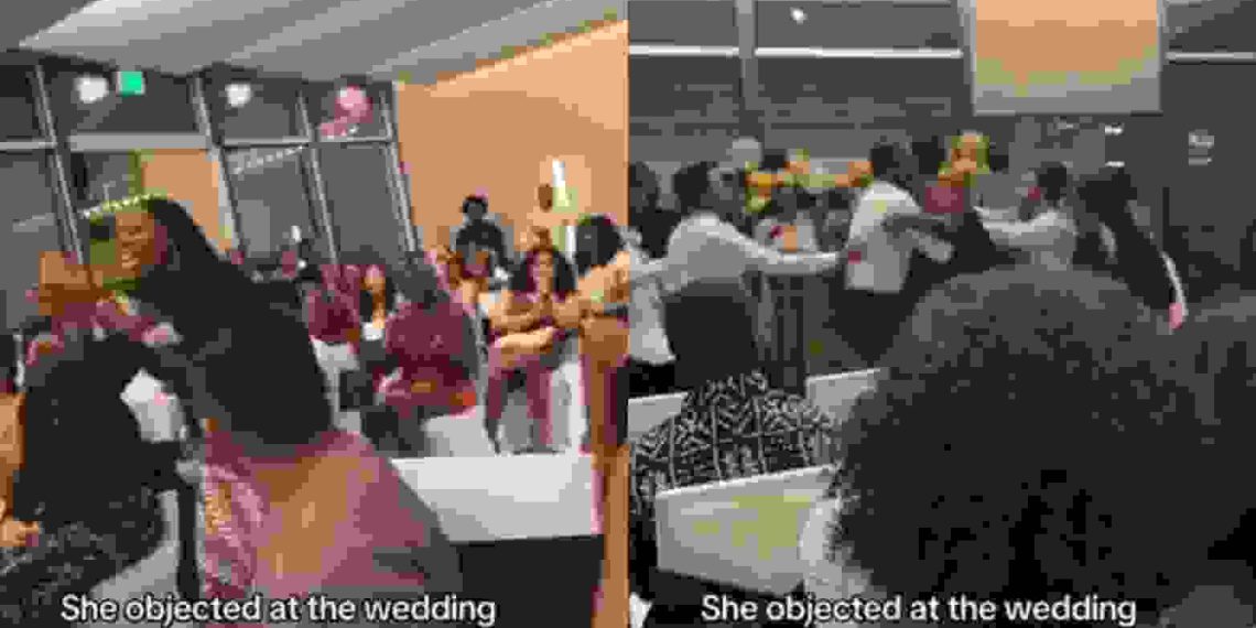 WEDDING: Chaos as Nigerian Woman Walks in and Objects During Couple's Vows in Abroad