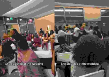 WEDDING: Chaos as Nigerian Woman Walks in and Objects During Couple's Vows in Abroad