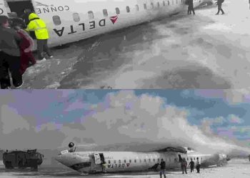 Delta Airlines Plane Crash-Lands Upside Down in Toronto (photo)