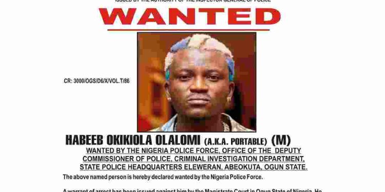 Police declares singer Portable wanted for allegedly ass@ulting Ogun govt officials
