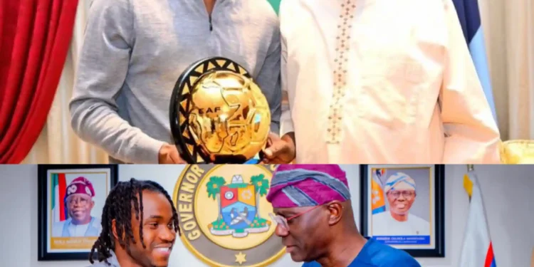 2024 CAF Player of the Year Ademola Lookman Visits Tinubu, Presents Award