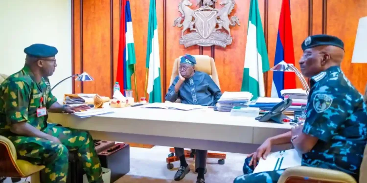 Bola Tinubu and security chiefs