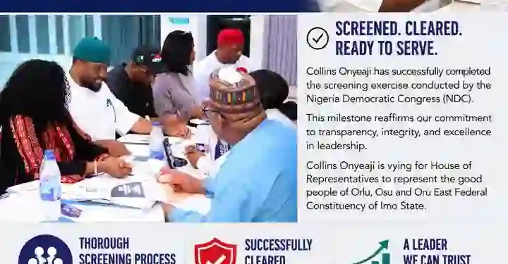 Collins Onyeaji Successfully Completes Screening Process