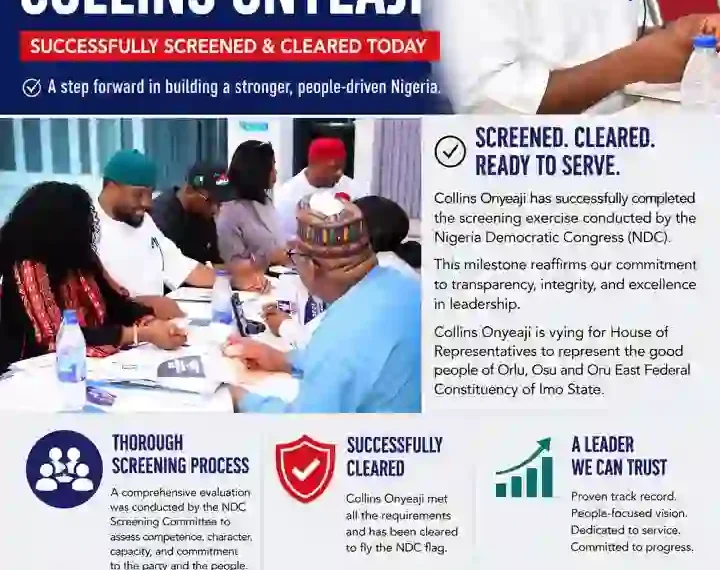 Collins Onyeaji Successfully Completes Screening Process