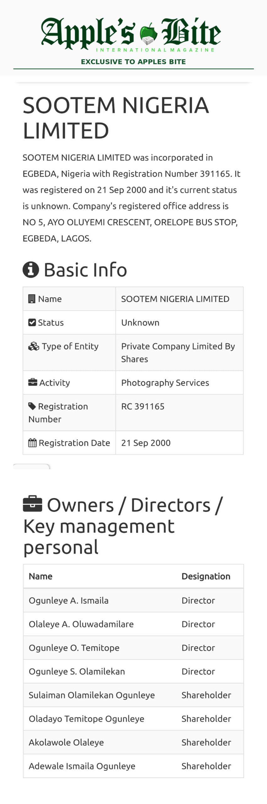 Exclusive! What is Senator Adeola Yayi Hiding About His Company, Sootem? 13 Exclusive! What is Senator Adeola Yayi Hiding About His Company, Sootem?