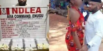 Newlywed arrested at Enugu airport with 72 cocaine wraps in stomach