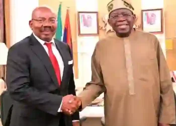 Tinubu Meets NELFUND Chairman Jim Ovia Behind Closed Doors at Aso Rock